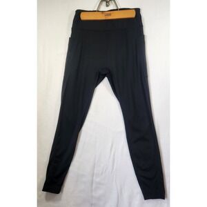 Black High Waisted Athletic Leggings with Side Pockets Solid Yoga Pants